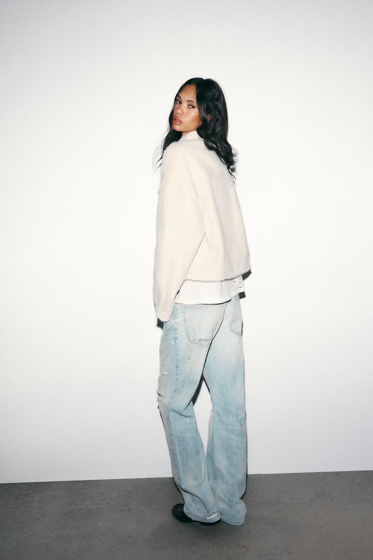 Chaqueta de pelo sintético con doble botonadura